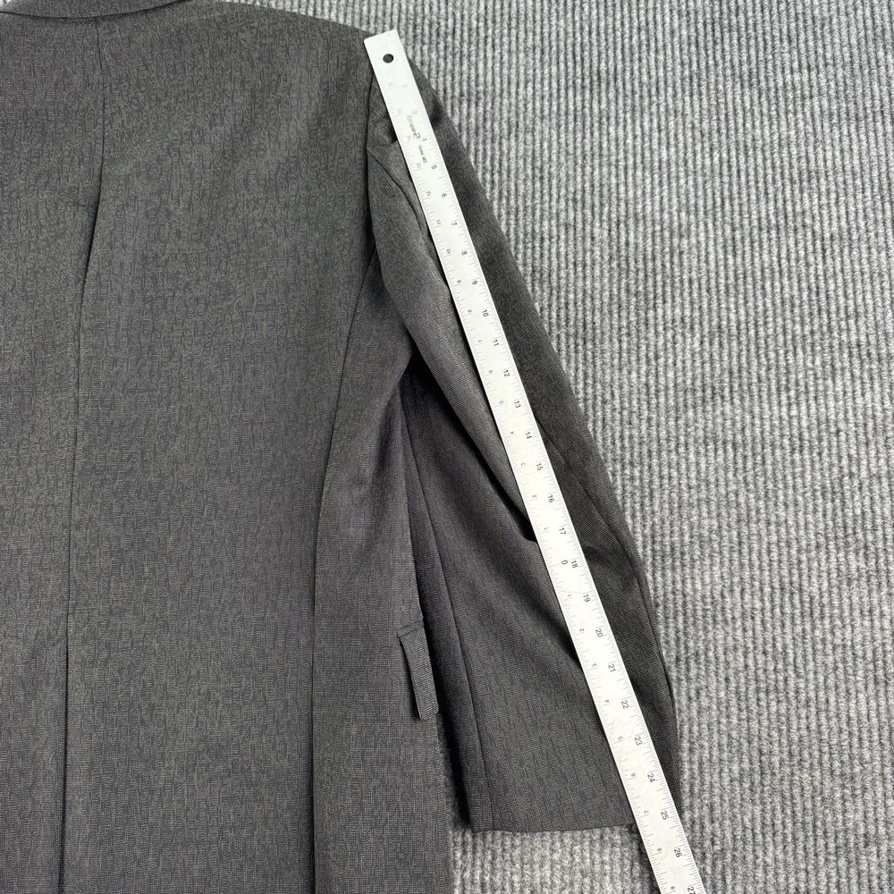 Vintage Hugo Boss Suit Jacket 42R Taupe Wool Mohair Birdseye Ombre Ticket Pocket